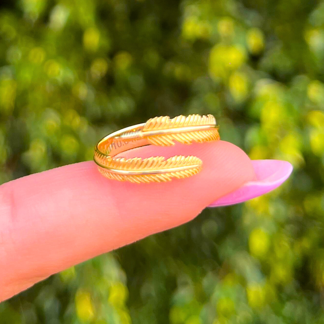 טבעת נוצת המלאך להנצחה עם חריטה אישית